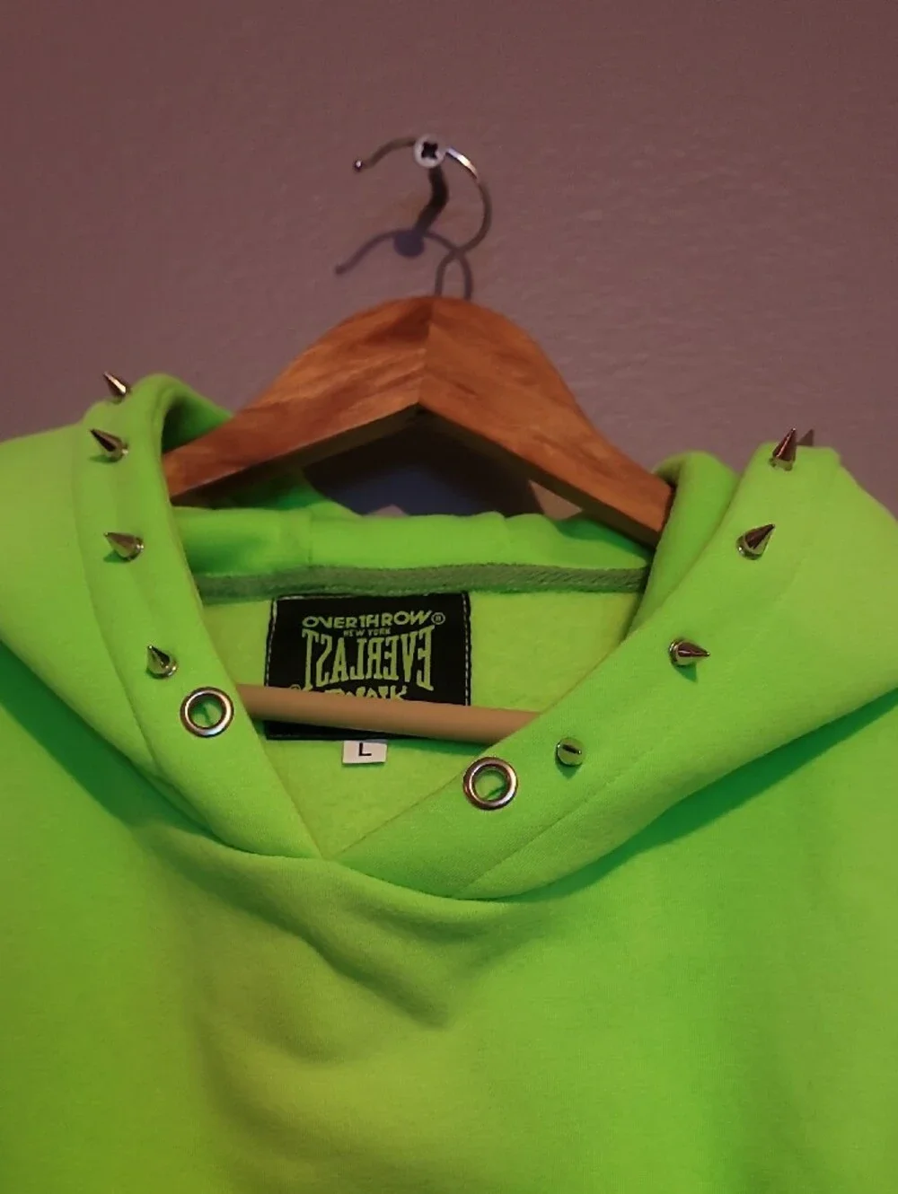 Everlast Neon Green Crewneck Hoodie with Punk Graphic
